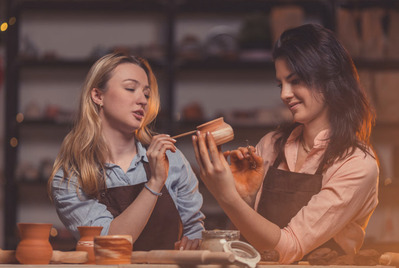 Two people crafting