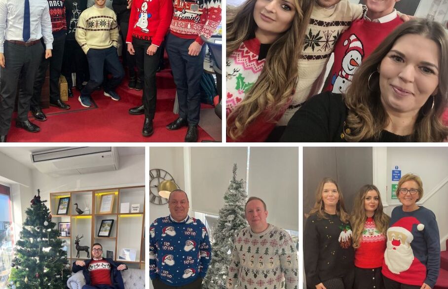 The Frost's staff in Christmas jumpers for Christmas Jumper Day