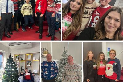 The Frost's staff in Christmas jumpers for Christmas Jumper Day