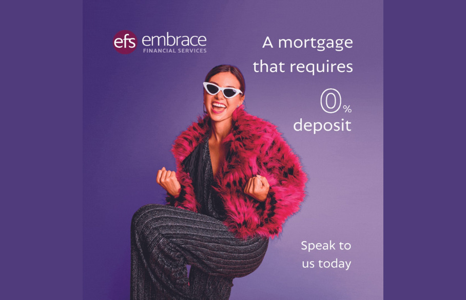 A cheering person in sunglasses with the text A mortgage that requires 0% deposit