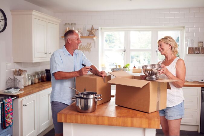 A couple packing up