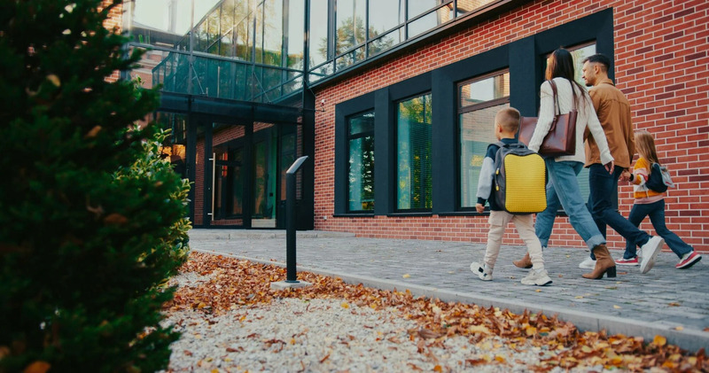 Family on the way to school
